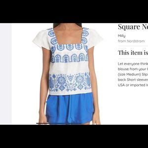 NWOT Milly Mykonos Embroidered Top and Shorts